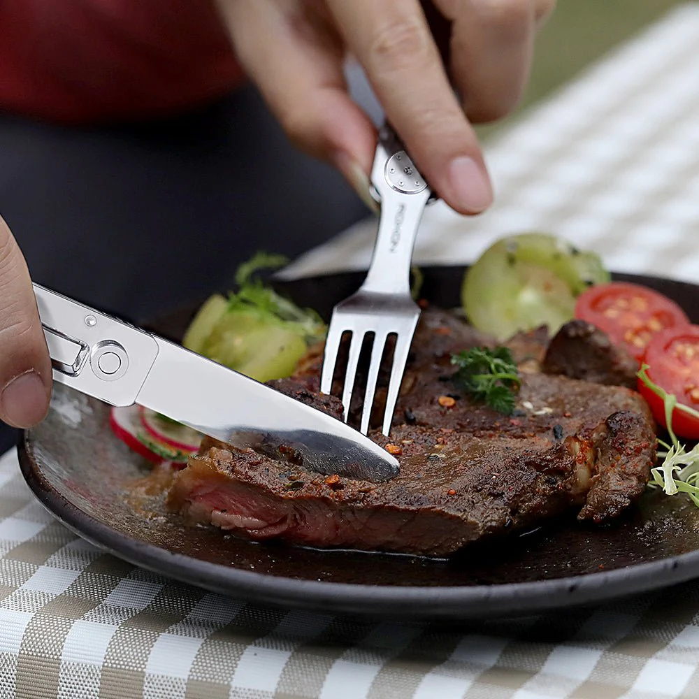 2-in-1 Folding Cutlery Set Knife & Fork - Image 12